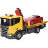 Tralas su kranu ir automobiliu Scania Bruder 3552