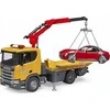 Tralas su kranu ir automobiliu Scania Bruder 3552