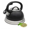 Plieninis virdulys su švilpuku, tradicinis, indukcinis, dujinis, 2,5 l, juodas, BRUNBESTE BB-2273