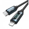 BWOO Pintas USB-C - Lightning 1 m 27 W kabelis su animuotu apšvietimu, juodas