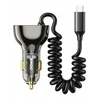 Įkroviklis automobilinis Bwoo (CC96C) (1xUSB, 1xUSB-C 30W) su USB-C laidu juodas