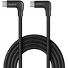 USB Kabelis - LINDY USB 3.2 Type C Laidas, M/M, 10Gbps, 60W PD, 90° Kampas, 1 m, Juodas