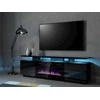 Laikiklis Cama Meble Židinys - RTV Eva Spintelė Su Elektriniu Židiniu 180x40x52 Cm Juoda/Blizgiai Juoda