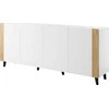 Cama Meble Baldų Komoda - Faro 200x42x82, Balta Matinė + Ąžuolas Craft