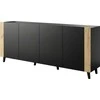 Cama Meble Baldai - Faro Komoda 200x42x82 Matinė Juoda Ir Ąžuolo Medžiaga