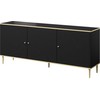 Cama Meble Komoda - Glamour Komoda 180x40x75,5 Cm Juoda Matinė Auksinė
