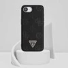 „Guess“ grūdėto karšto spaudimo bijūnų trikampio logotipo „MagSafe“ dėklas, skirtas „iPhone 16e“ - Juodas