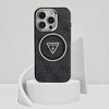 Guess IML 4G Glitter and Triangle Logo MagSafe Apple iPhone 16 Pro dėklas telefonui juodos spalvos