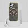 Guess IML 4G Glitter and Triangle Logo MagSafe Apple iPhone 16 dėklas telefonui rudos spalvos