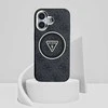 Guess IML 4G Glitter and Triangle Logo MagSafe Apple iPhone 16 dėklas telefonui juodos spalvos