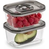 Caso VacuBoxx Eco-Duo S 2 stiklinės vakuuminės talpyklos su plastikiniu dangteliu, 0.5 L, 2 vnt.