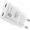 Cellular Line „Cellularline“ USB-C Duo GaN kelioninis įkroviklis, 30 W, baltas