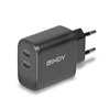 Įkroviklis - LINDY USB 2 x Type C GaN Įkroviklis, 65W, Juodas