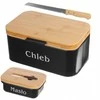 CHLEBAK METALOWY JUODA Z DESKĄ DO KROJENIA + MASELNICZKA + NÓŻ BRUNBESTE BB-2777