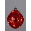 Christmas Decoration stiklinis burbulas lašo formos LED 10 cm raudonas