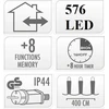 Mondex Christmas Decoration KALĖDINĖS LENGVOS GRANDINĖS 576 LED LAIKMATIS COLD Baltas