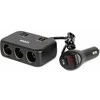 Trijų lizdų prailgintojas su įkrovikliu ir skaitmeniniu ekranu 2x USB-A + 1x USB-C QC 4.0 12/24V 120W 80 cm AMIO-04366