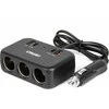Trijų lizdų prailgintojas su įkrovikliu 1x USB-A + 1x USB-C QC 4.0 12/24V 120W 80 cm AMIO-04365