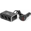 Trijų lizdų prailgintojas su įkrovikliu ir skaitmeniniu ekranu 2x USB-A QC 3.0 12/24V 120W 80 cm AMIO-04364