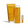 Clarins Set Clarins: Aroma, Essential Oils, Hydrating, Body Oil, 200 ml + Aroma, Essential Oils, Dušo želė, All Over The Body, 200 ml + Lip Confort, Lip Oil, 01, 1.4 ml *Miniature + Clarins, Zippered, GWP Textile Pouch, Baltas Unisex