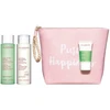 Set Clarins: šveičiamasis šveitiklis Pure Exfoliating Scrub, 15 ml + valomasis pienelis veidui Velourse Anti-Pollution Cleansing Milk, 200 ml + valomasis tonikas be alkoholio veidui Purifying Alcohol-Free Purifying Tonikas Lotion, 200 ml