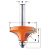Apvalinimo freza CMT 939.187.11; 18,7/12,7 mm; su guoliu
