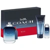 Set Coach: Mėlyna Eau De Toilette For Men, 100 ml + Mėlyna Eau De Toilette For Men, 15 ml + Mėlyna Dušo želė Beard & Hair, 100 ml