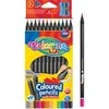 Spalvoti pieštukai, tribriauniai, Colorino Kids, 12 spalvų (auksinė, sidabrinė) juodo medžio, su drožt..