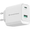 Conceptronic ALTHEA20W45 2 prievadų 45 W GaN USB PD įkroviklis, USB-C x 1, USB-A x 1, QC 3.0, PPS, PD 3.0, skirtas naudoti patalpose, AC, 20 V, baltas