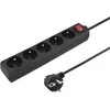 Connect It Konnoc DX-5FS 5m penkių lizdų maitinimo juosta su jungikliu JUODA