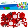 Dekoracija iš medžio CRAFT with FUN Ladybirds, lipni, 24 vnt., įvairių dydžių