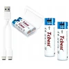 18650 baterijos su USB-C įkrovimu ir laidu