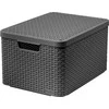 Plastikinė dėžė su dangčiu Style Box Rattan S Curver 6L/28.5x19.4x13cm tamsiai pilkas