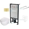 Potinkinis WC komplektas Deante Peonia 6in1, CDER6ZPW, Baltas/Brushed auksinis