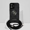 GUESS dėklas skirtas Apple iPhone 16 Plus GUHCP16MP4GMGCRK (CBDY PU 4G Big Logo W/Cord Strap) juodos spalvos