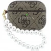 Guess PU 4G Classic Logo Pearl Strap dėklas skirtas Apple AirPods Pro 3 rudos spalvos