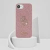 Guess PU Fixed Glitter 4G Metal Logo Apple iPhone 16e dėklas telefonui rožinės spalvos