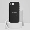 GUESS dėklas skirtas Apple iPhone 16e (SE 4 2025) suderinamas su MagSafe GUHMPSE4PGHSMMK (PU Grained Gold Ring) juodos spalvos
