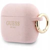 Guess silikoninis blizgučių žiedinis dėklas AirPods Pro 3 ausinėms - Rožinė