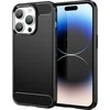 Hurtel Carbon Apple iPhone 14 Pro flexible gel back dėklas telefonui juodos spalvos