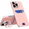 Hurtel Leather Samsung Galaxy S23 Plus card wallet su stoveliu dėklas telefonui rožinės spalvos