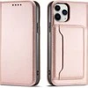 Hurtel Magnet Card dėklas skirtas iPhone 12 Pro, rožinis