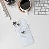 Dėklas Karl Lagerfeld IML Metal Karl Head MagSafe Apple iPhone 15 baltos spalvos