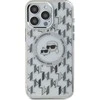 Karl Lagerfeld IML Monogram Karl &amp; Choupette Head MagSafe Apple iPhone 16 Pro - dėklas telefonui skaidrus