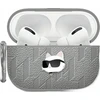 Dėklas Karl Lagerfeld Monogram Choupette Head AirPods 4 sidabro spalvos