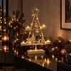Koopman Kalėdinė dekoracija Metalinis žvakidė su LED eglutė 38 cm balta