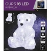 Springos LED akrilinis meškiukas, maitinamas baterijomis, 16 LED, aukštis 20 cm