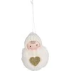 Kalėdinė dekoracija „Lėlė su širdute“, 8 cm, balta
