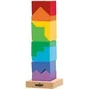 Woody 91102 Eco Wooden Edukacinis spalvotas kraunamas bokšto konstruktorius (9vnt) vaikams nuo 2 metų (9x26cm)