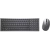 DELL Pro Plus kompaktiška klaviatūra ir pelė – KM7120W – Belgijos (AZERTY), viso dydžio (100 %), belaidė, radijo dažnių belaidis ryšys + „Bluetooth“, AZERTY, pilka, titano spalvos, pelė pridėta